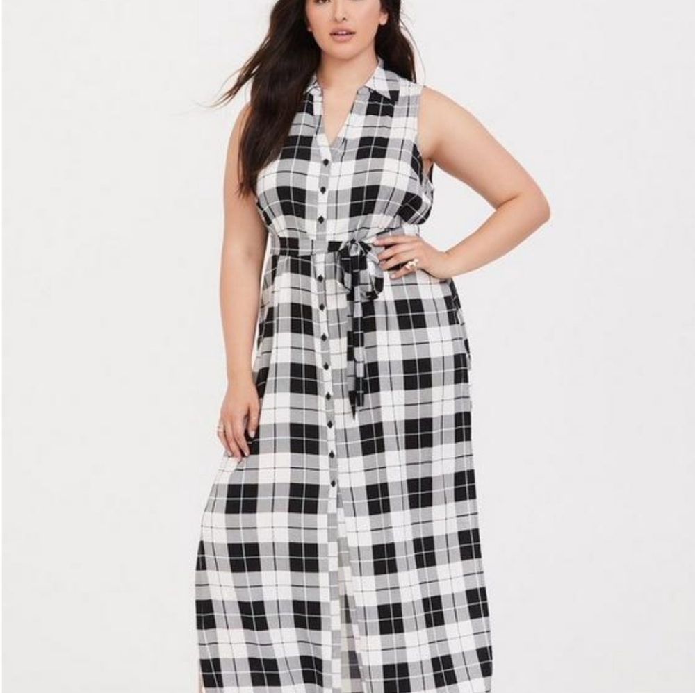 Torrid Plaid Maxi Challis Shirt Dress